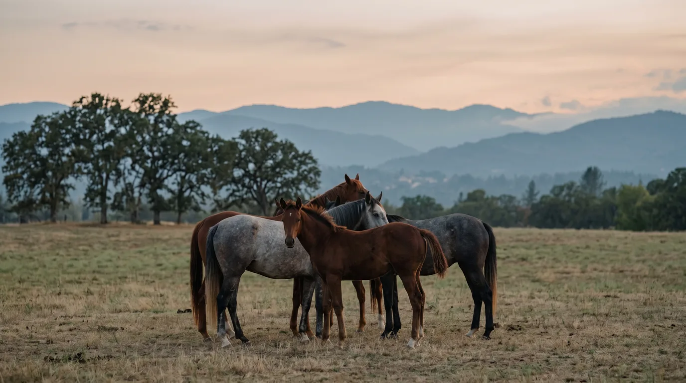 Chevaux en liberté, Écuries Ennéa, Drôme
